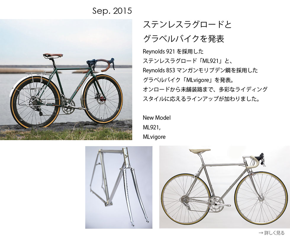 2015年9月 ステンレスラグロード ML921 とグラベルバイク MLvigore を発表